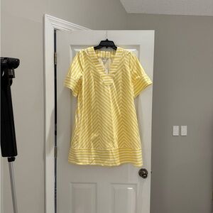 Crown & Ivy Yellow Striped V-Neck Dress